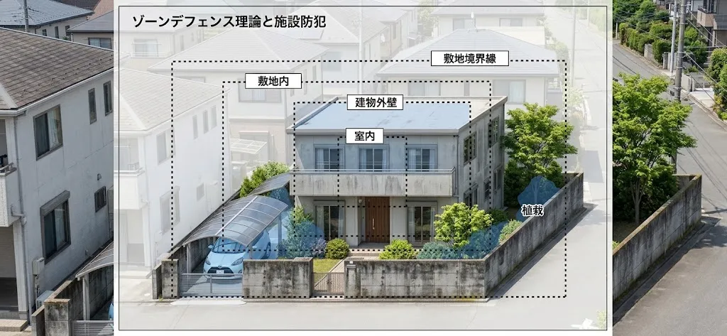住宅やマンションの敷地・外壁・室内をゾーンに分けた防犯診断