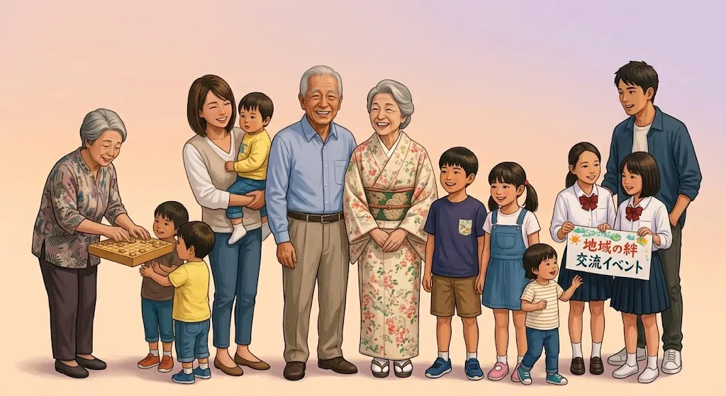 世代を超えて交流する地域住民